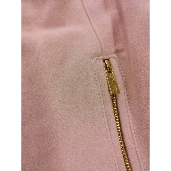 Calvin Klein Faux Suede Jacket Women's M Pink Full Zip Gold Hardware - Picture 5 of 8